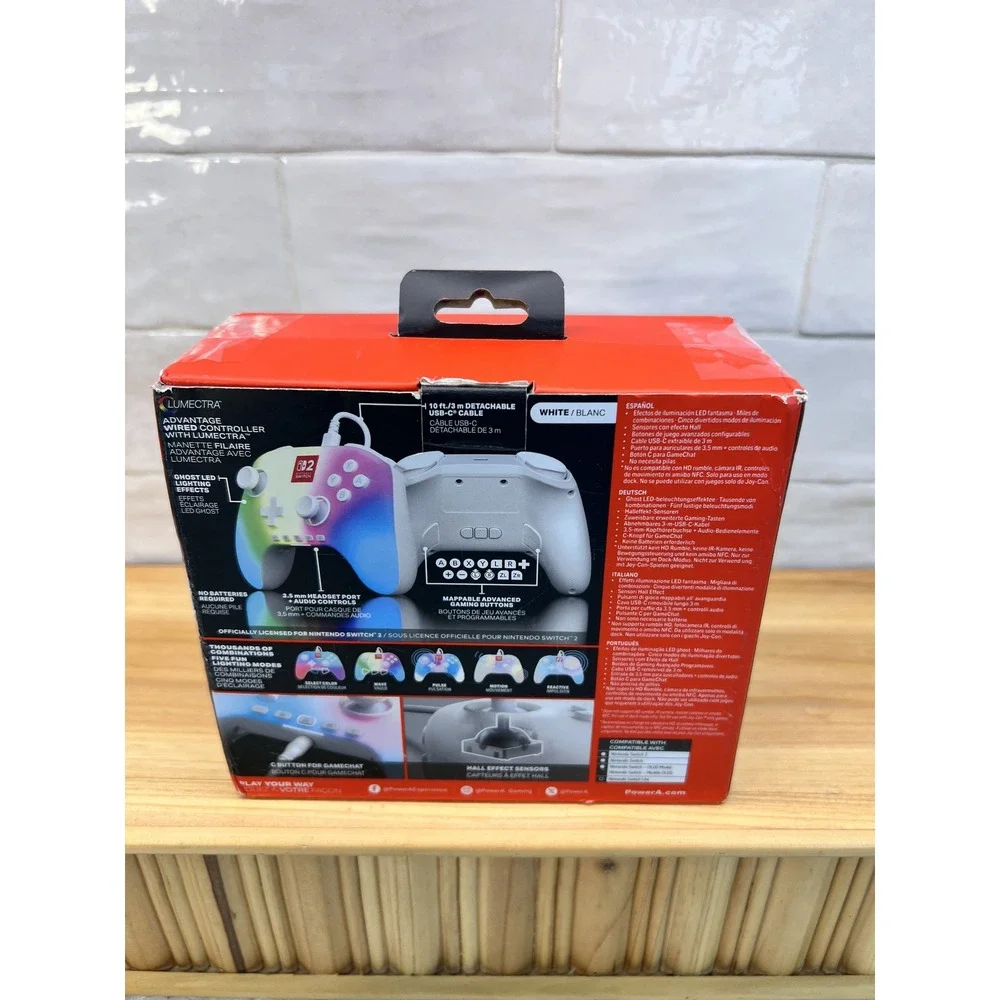 PowerA Advantage Wired Controller for Nintendo Switch Lumectra RGB White